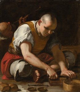 Un uomo che taglia il tabacco da Mattia Preti