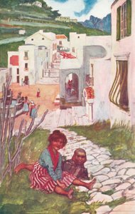 Una strada di Ravello (litografia a colori)