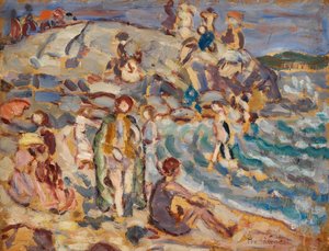 Scena di spiaggia e collina