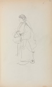 Taccuino italiano: Donna in piedi con una cartella pagina 56, 1898-1899 da Maurice Brazil Prendergast