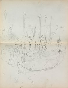 Taccuino italiano: Veduta del porto di Venezia pagine 37 e 38, 1898-1899 da Maurice Brazil Prendergast