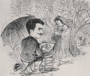 Rops che dipinge i suoi raccoglitori di olive, 1877 da Maurice Charles Mathieu Bonvoisin
