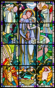 Museo Maurice Denis, Saint Germain en Laye, Francia, Maurice Denis, Vergine e bambino vetrata (vetrata) da Maurice Denis