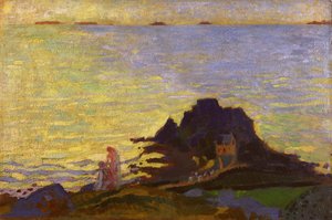 Madre e figlio sopra uno sperone roccioso da Maurice Denis