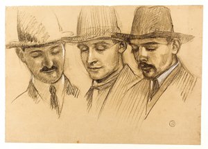 Ritratti di Père Couturier, Charles Plessard e André Lecoutey. Studio per la cupola di Dutuit: i tre architetti della Scuola francese di Roma da Maurice Denis