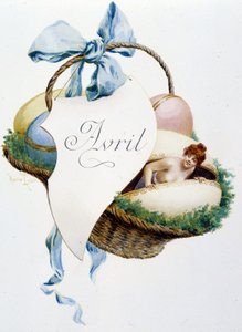 Aprile "La Chanson du mois" di Jérôme Doucet, illustrazione - Maurice Leloir, ed. Reims 1904. L. Michaud