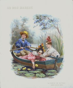 Canottaggio, costumi del 1830 (cromolitografia) da Maurice Leloir