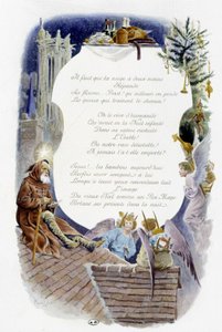 Dicembre "La Chanson du mois" di Jérôme Doucet, illustrazione - Maurice Leloir, ed. Reims 1904. L. Michaud
