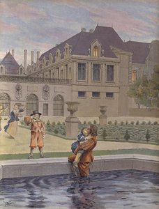La caduta del giovane Luigi XIV nella piscina del Palais-Royal da Maurice Leloir