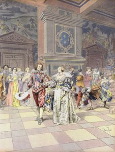 George Villiers, 1º Duca di Buckingham alla Corte in Francia da Maurice Leloir