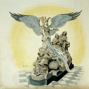 Storia di Francia: Monumento ad Armand Jean du Plessis, Cardinale di Richelieu (1585-1642), Ministro di Luigi XIII, alla Sorbona, Parigi. Illustrazione di Maurice Leloir (1853-1940) in 