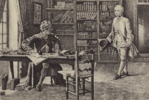 Illustrazione per il Libro IX di Le Confessioni di Jean-Jacques Rousseau da Maurice Leloir