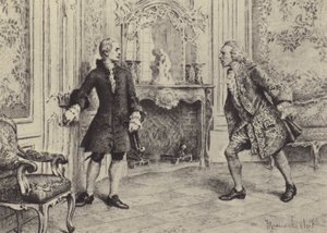 Illustrazione per il Libro VII di Les Confessions di Jean-Jacques Rousseau da Maurice Leloir