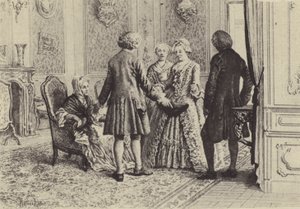 Illustrazione per il Libro XI di Le Confessioni di Jean-Jacques Rousseau da Maurice Leloir