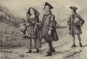 Jean-Jacques Rousseau sulla strada con due compagni da Maurice Leloir