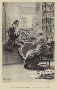 Jean-Jacques Rousseau insegna le ore a Therese da Maurice Leloir