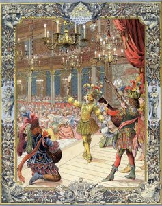 Luigi XIV, partecipante al "Balletto della Notte", libretto di Isaac de Benserade (1612-1691), in un costume da sole nella grande sala del Piccolo-Bourbon a Parigi, 23 febbraio