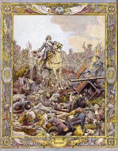 Il principe Luigi II di Borbone Condé, noto come il Gran Condé, duca di Enghien saluta il cadavere del conte di Fontaine alla battaglia di Rocroi contro gli spagnoli, 19 maggio da Maurice Leloir
