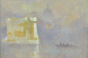 Pila bianca circondata dalla nebbia (acquerello su carta) da Maurice Louvrier