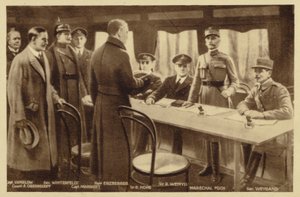 Riunione per la firma del trattato di armistizio (litografia)