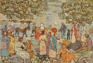 Scena di spiaggia con asini (o muli)
