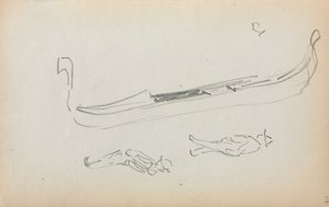 Sketchbook italiano: Gondola e due gondolieri (pagina 14) da Maurice Prendergast