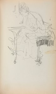Taccuino degli schizzi italiani: Donna seduta che cuce (pagina 153) da Maurice Prendergast