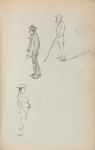 Quaderno degli schizzi italiano: Tre uomini in piedi (pagina 44) da Maurice Prendergast