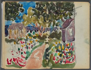 Sketchbook- The Granite Shore Hotel, Rockport, pagina 016 e 17: Case e giardini