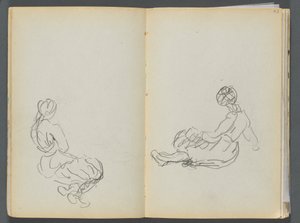 Libro di schizzi - The Granite Shore Hotel, Rockport, pagina 042 e 43: Due figure femminili sedute da Maurice Prendergast