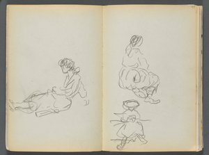 Libro di schizzi - The Granite Shore Hotel, Rockport, pagina 048 e 49: Figure femminili sedute
