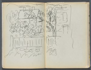 Sketchbook- The Granite Shore Hotel, Rockport, pagina 058 e 59: Casa e giardino recintato