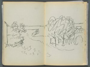 Libro di schizzi - The Granite Shore Hotel, Rockport, pagina 072 e 73: vista della città