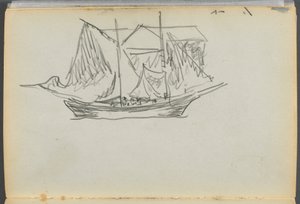 Libro di schizzi - The Granite Shore Hotel, Rockport, pagina 098: Barca a vela da Maurice Prendergast
