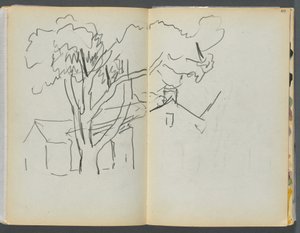 Libro di schizzi - Il Granite Shore Hotel, Rockport, pagina 106 e 107: Albero con case
