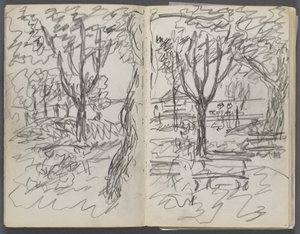 Taccuino di schizzi, The Dells, N° 127, pagina 008 e 9: Paesaggio da Maurice Prendergast