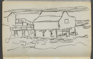 Sketchbook, The Dells, N° 127, pagina 014: Casa su un molo da Maurice Prendergast
