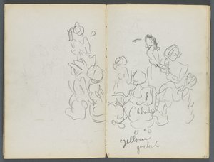 Taccuino di schizzi, The Dells, N° 127, pagina 074 e 75: figure con annotazioni a colori da Maurice Prendergast