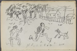 Sketchbook, The Dells, N° 127, pagina 107: Paesaggio con figure e cane