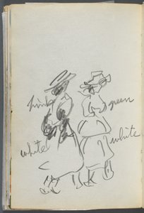 Sketchbook, The Dells, N° 127, pagina 144: Due figure che camminano con annotazioni a colori da Maurice Prendergast