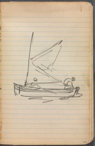 Taccuino degli schizzi, pagina 085: Barca a vela con due figure