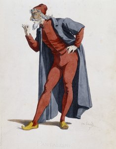 Costume e personaggio teatrale: Pantalone (Pantaloni, dottore) da Masques et bouffons (Commedia italiana), testo e disegni di Maurice Sand, stampe di A. Manceau, prefazione di Georges Sand, Parigi, Michel Lévy Frères