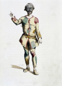 Arlecchino (Arlechino) da "Masques et bouffons" (commedia italiana), testo e disegni di Maurice Sand, incisioni di A. Manceau, prefazione di Georges Sand