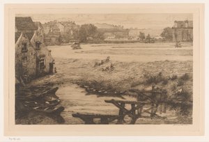 Vecchie case e acqua al Surinameplein ad Amsterdam da Maurits van der Valk (signed by artist)
