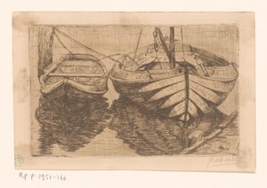 Barca a remi e barca a vela da Maurits van der Valk (signed by artist)