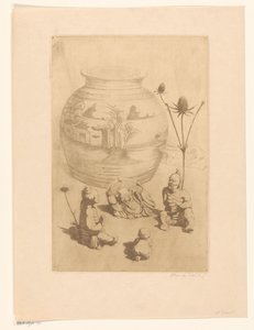 Vaso cinese con quattro piccole statue da Maurits van der Valk