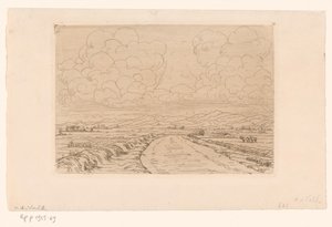 Strada di campagna attraverso un paesaggio con colline all