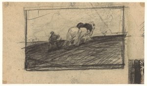 Schizzo di cavalli che arano