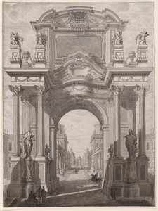 Capriccio architettonico con un arco trionfale da Maurizio Pedetti