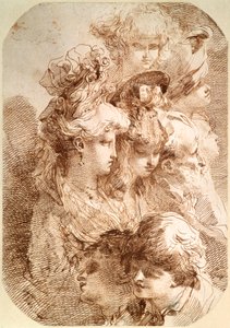 Studi di otto teste, fine XVIII o inizio XIX secolo da Mauro Gandolfi